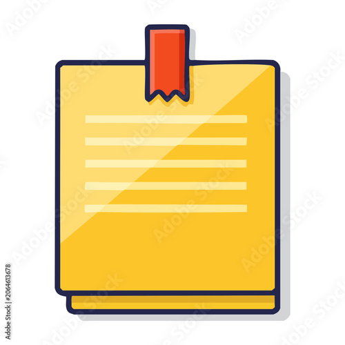 Flat design notepad icon with paper clip