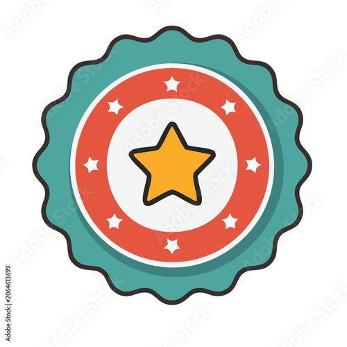 Flat design star badge with ribbon
