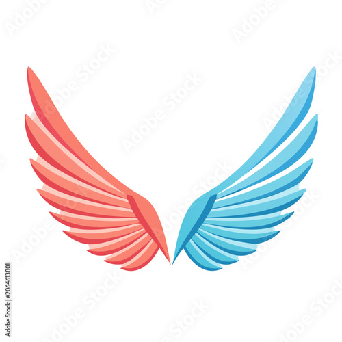 Symmetrical Bird Wings with Gradient Feathers