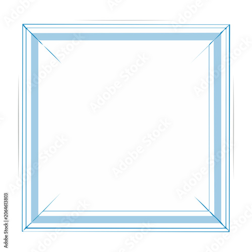 Wireframe Empty Cube Frame on White Background