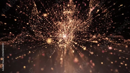 Bright light burst with radiating rays over reflective surface