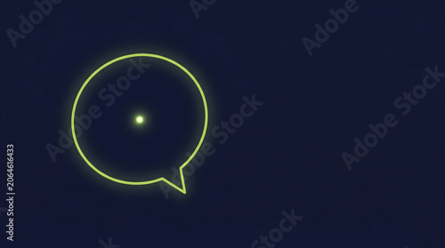 Glowing chat bubble icon on dark background