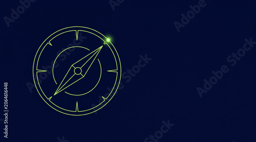 Glowing compass icon on dark background