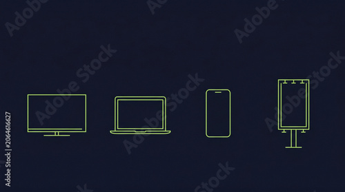Line icons of electronic devices set