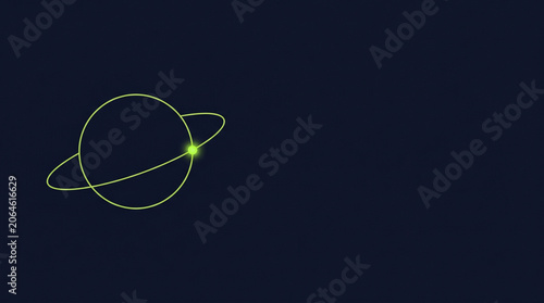 Glowing planet icon on dark background