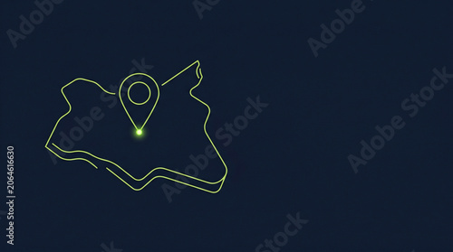 Glowing location pin on map icon on dark background