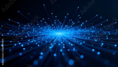Blue light beams radiating from center
