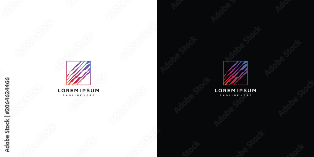 Fototapeta premium Abstract Square Logo with Gradient Lines and Text