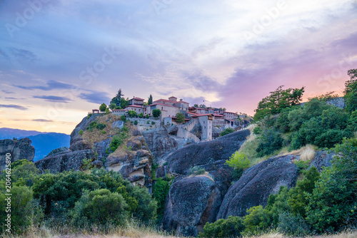 Konstfotografi Historic monasteries of Meteora perched atop towering sandstone rock pillars in central Greece