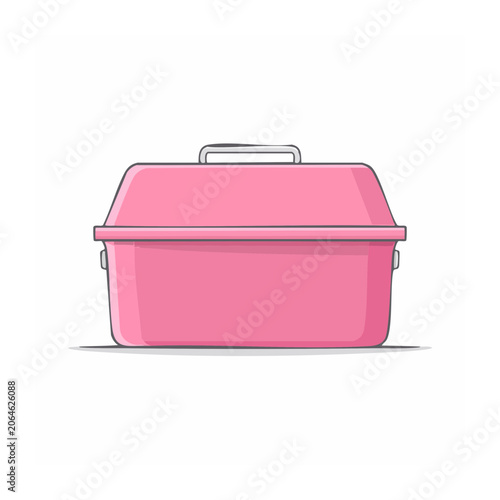 Pink plastic storage box with handle