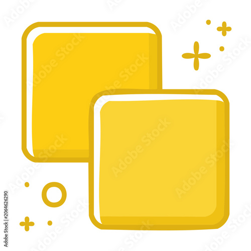 Yellow stacked squares icon with plus signs