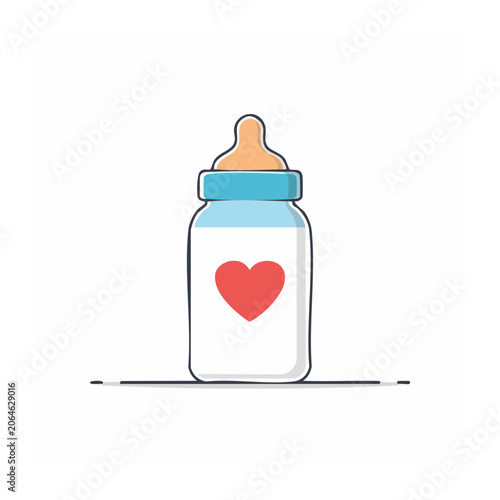 Flat design baby bottle with heart icon