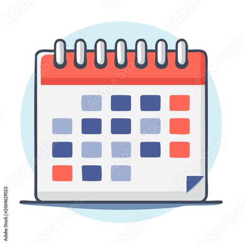 Flat design calendar with spiral binding