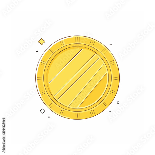 Flat design gold coin with decorative elements