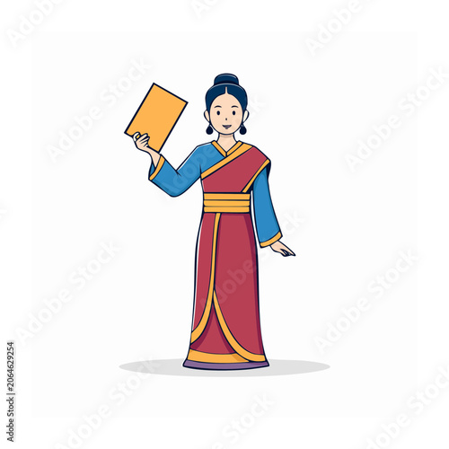 Woman in Traditional Hanfu Holding a Book