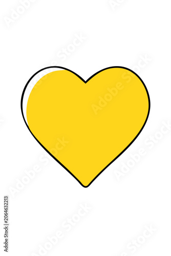 Εκτύπωση καμβά Yellow heart shape with black outline on transparent background