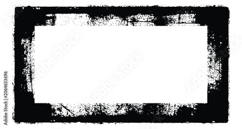 Obraz na płótnie Black distressed grunge rectangular frame border with textured rough inner edges