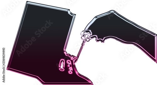 Cuadro en lienzo Two broken pieces reconnecting with a glowing pink outline on a transparent back