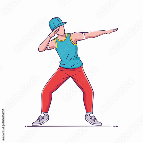 Man in Hip Hop Attire Performing Dab Dance Move