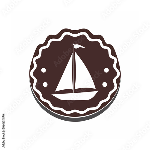 Sailboat on a Chocolate Cookie Illustration