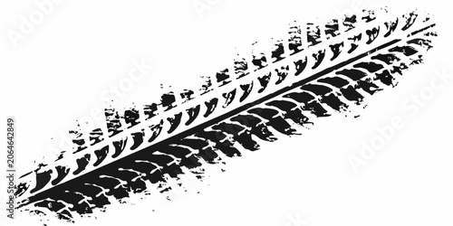 Tire track silhouette on a white background detailed grunge texture