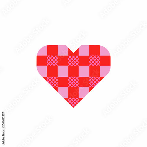 Photos Heart Shape With Pink And Red Checkered Pattern On White Background