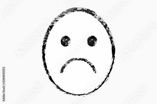 Canvastavla Sad face sketch with a grunge texture on a white background