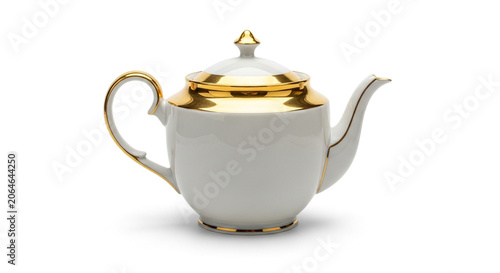 Elegant white teapot with gold trim