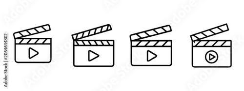 Tableau sur toile Movie production outline icons set cinema clapperboard slate film director actio