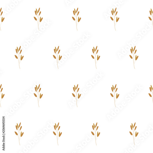 vector simple seamless botanical pattern with plants in pastel color