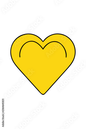 Canvastavla Yellow heart shape with black outline on transparent background