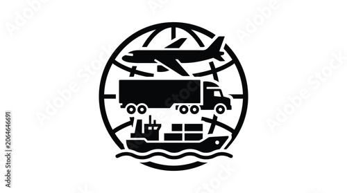 Global logistics transportation symbol icon.