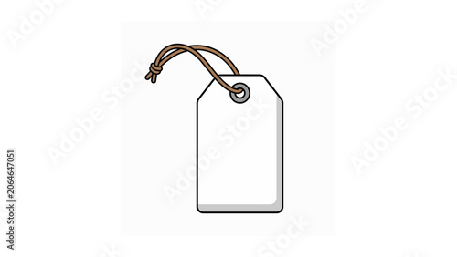 Blank Rectangular Hanging Price Tag Illustration Featuring A Brown String Loop For Retail Branding And Merchandise Labeling Purposes
