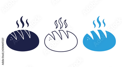 Set of simple hot stone sauna icons in different colors on white background