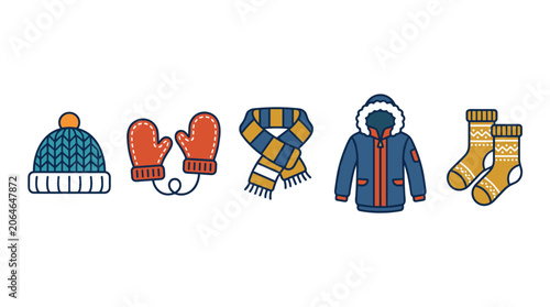 Winter clothing and accessories set.