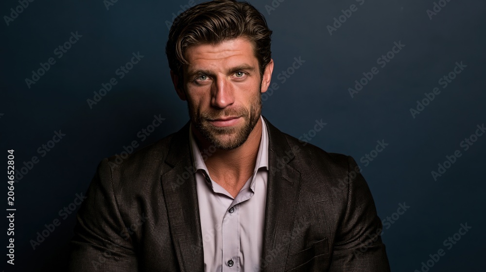 Obraz premium gen team lead young adult white man ambitious in brown blazer