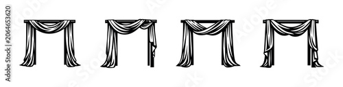 Φωτογραφία Set of four draped fabric archways with different styles of fabric folds