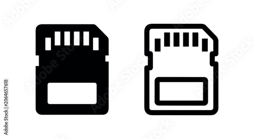 Quadro su tela SD memory card icon set, digital data storage symbol in black and outline variat