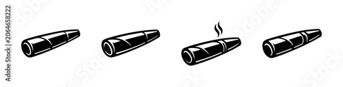 Schilderij op canvas Set of four stylized cigar icons showing different stages of smoking