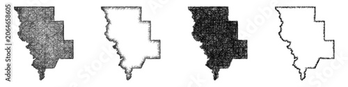 Canvastavla Sketch Sabine Parish (Louisiana) outline map design set