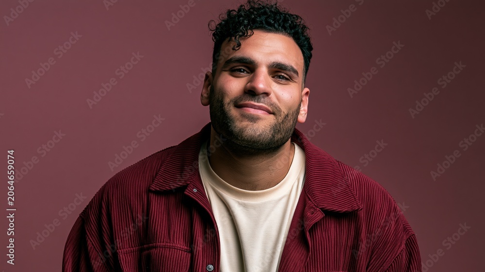 Fototapeta premium gen team lead young adult middle eastern man warm in corduroy