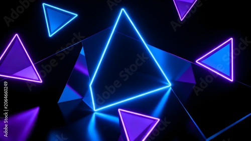 Neon Triangles on Dark Background