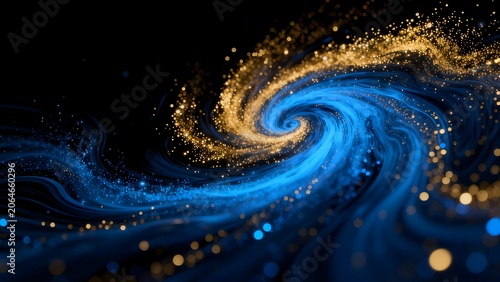 Abstract swirling blue and gold light