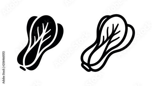 Obraz na płótnie Bok choy or pak choi icon, asian leafy green vegetable symbol in glyph and outline style