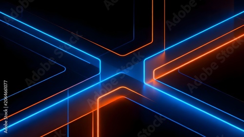 Neon lines on dark background