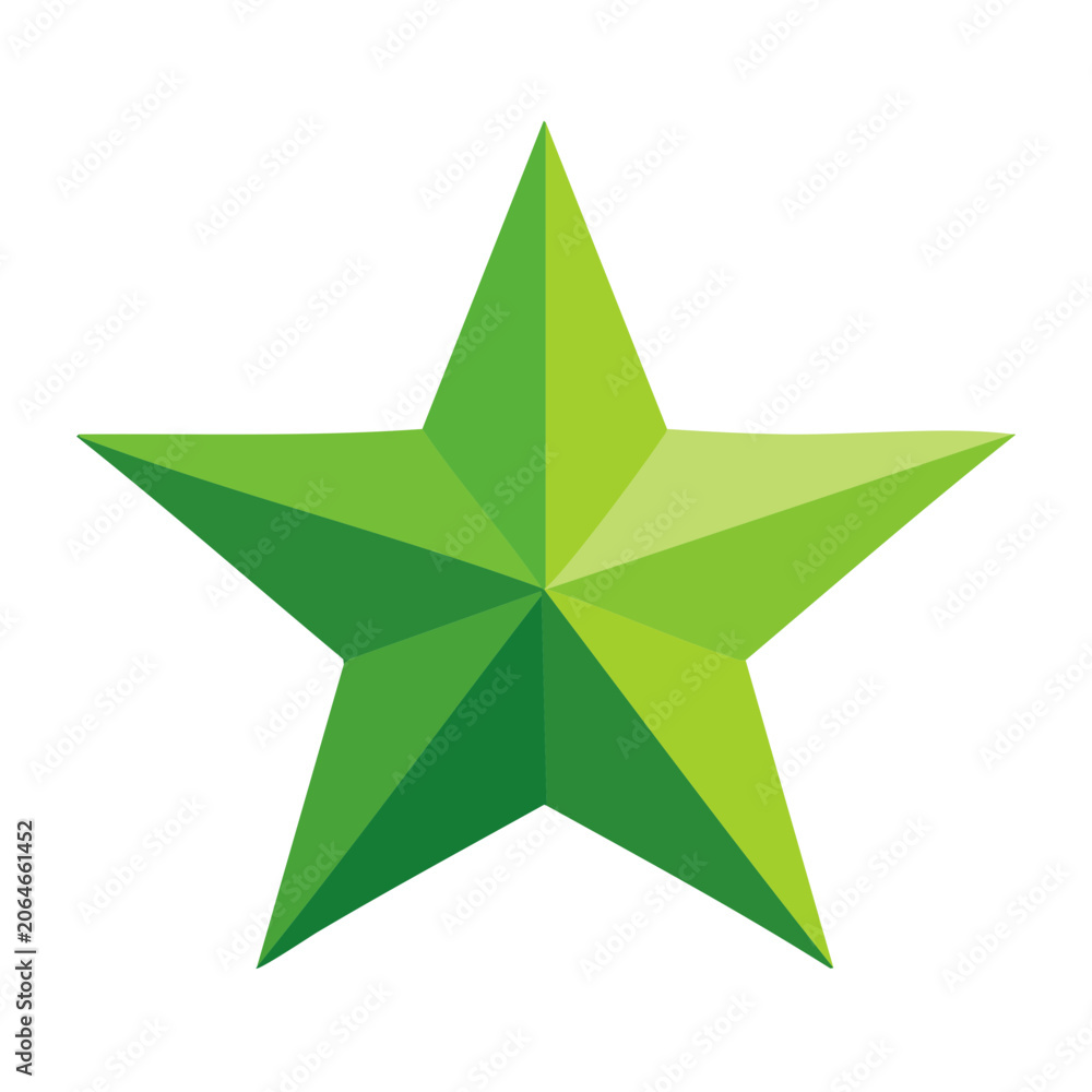 Fototapeta premium Green five pointed star vector shape