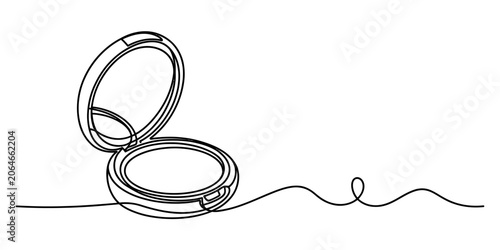 Canvastavla Continuous single line drawing of an open face powder compact case for makeup be