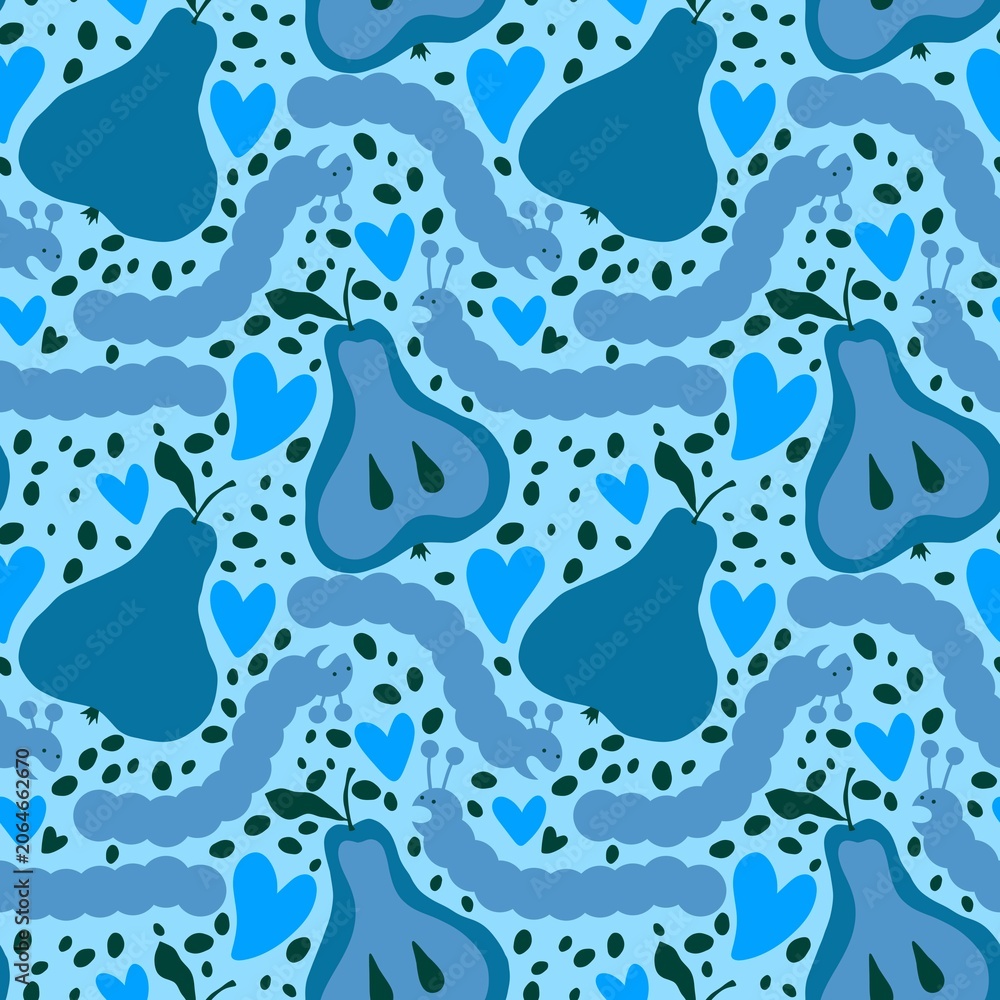 Fototapeta premium Summer fruit seamless pears pattern for wrapping paper and fabrics and kids and party accessories