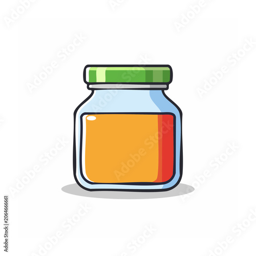 Flat design illustration of a glass jar with colorful contents