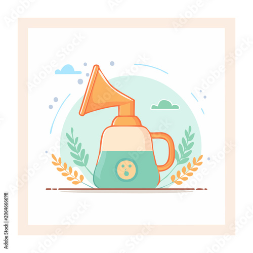 Flat Design Megaphone Illustration with Decorative Elements